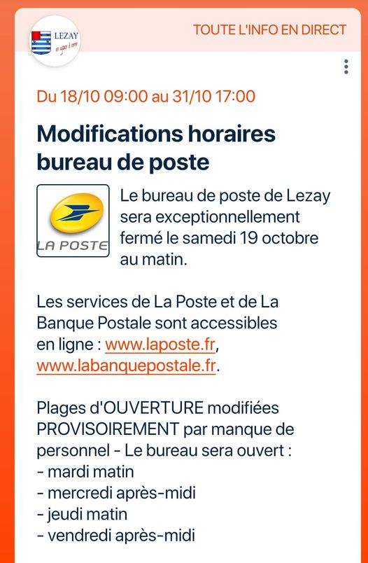 Bureau de poste Lezay