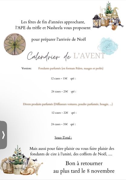 Calendriers de l'avent et fondants parfumés.