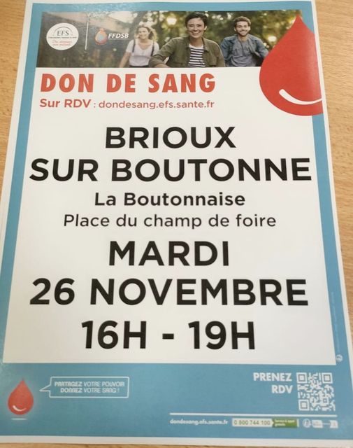 Don de sang Brioux sur boutonne