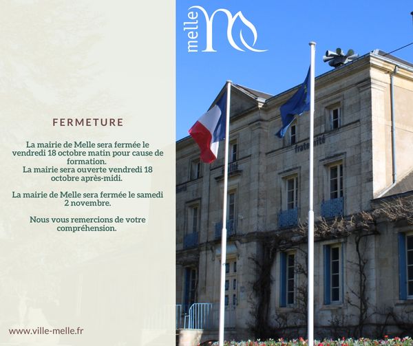 Fermeture Mairie le 18/10 et le 02/11