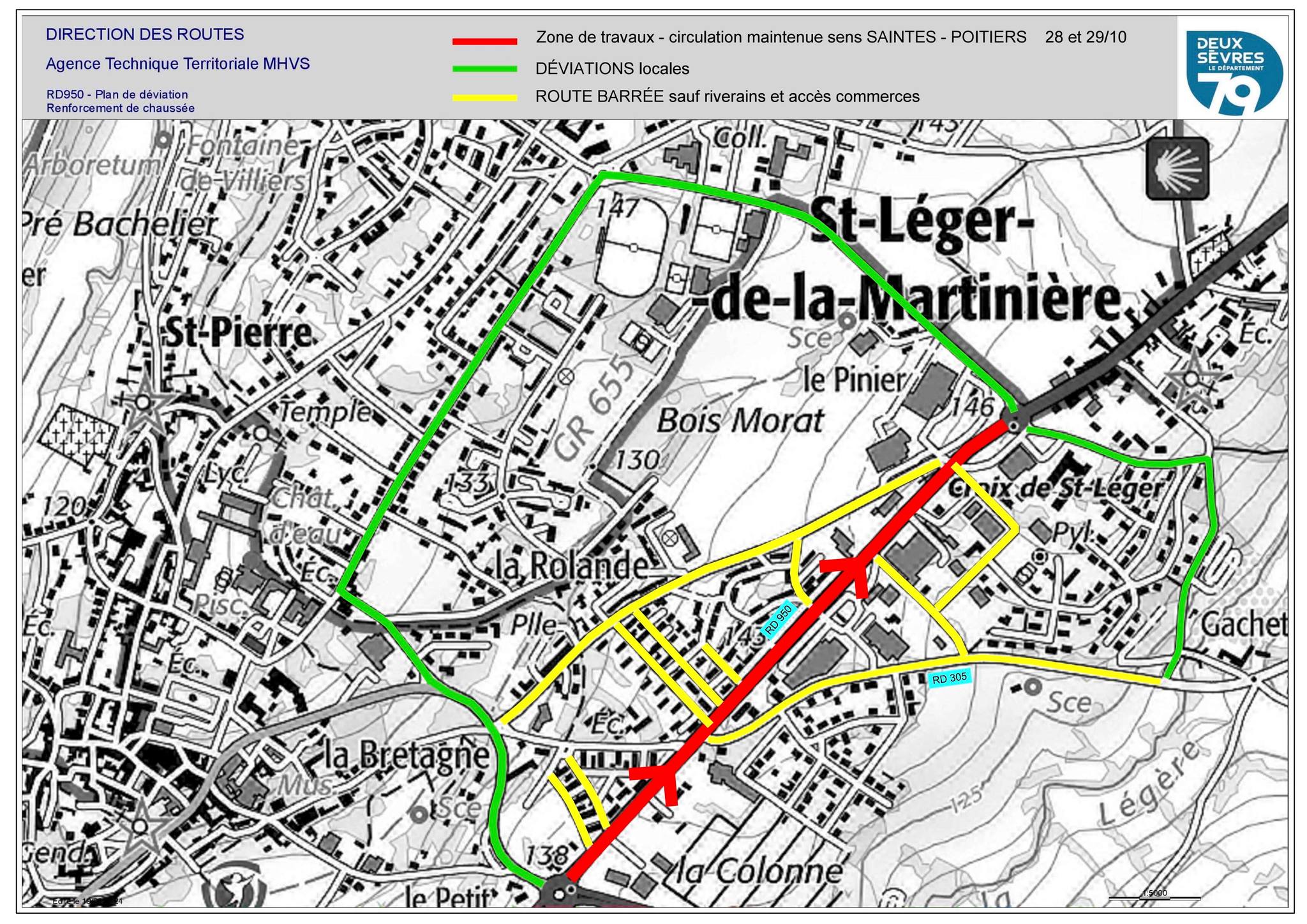 Travaux entre la colonne et super U 2